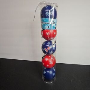 New Chicago Cubs Shatterproof Christmas Ornaments Set of 5 Blue Red Snowflakes
